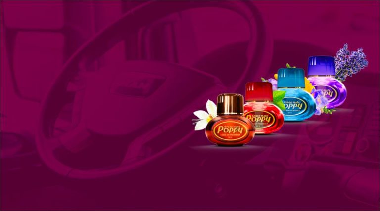 Home Grace Mate Poppy luchtverfrisser voor vrachtwagencabines met langdurige geur en personalisatieopties